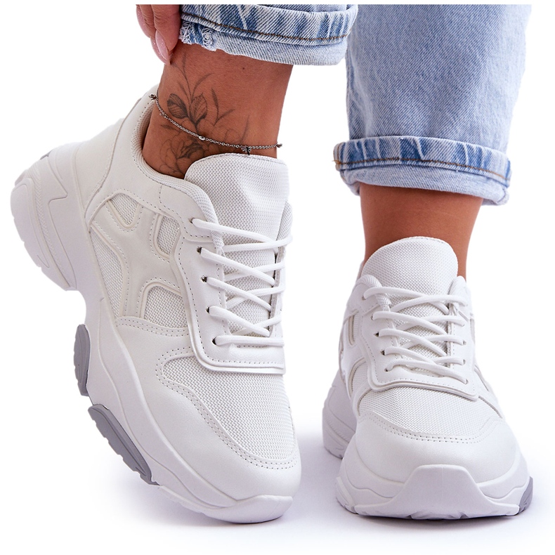 PS1 Tênis Feminino com Cadarço Branco Cortes