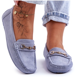 Mocassim feminino clássico de camurça azul Corinell