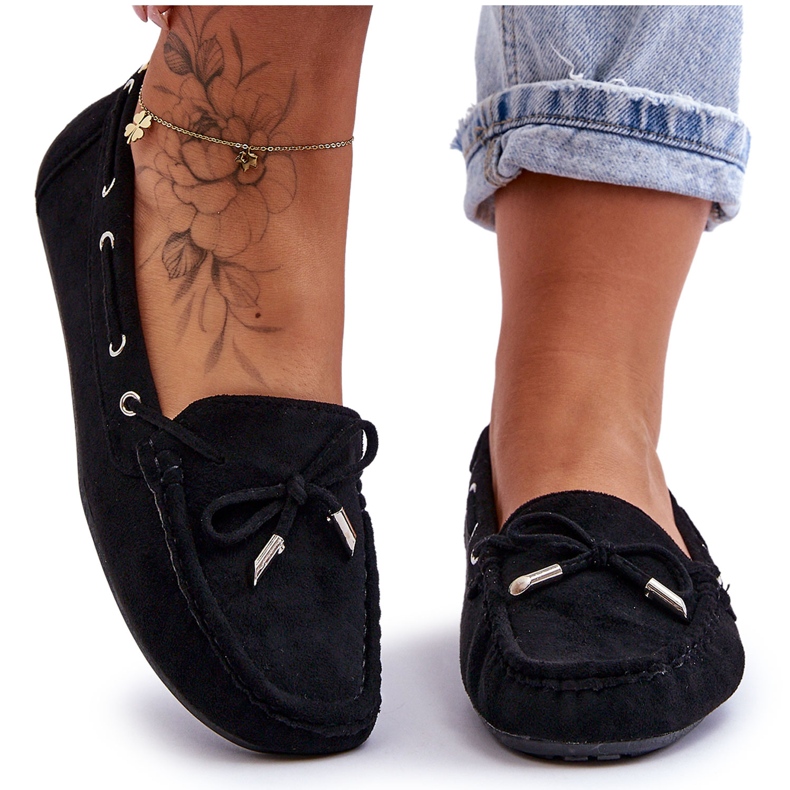 Mocassim feminino de camurça preto Si Passione