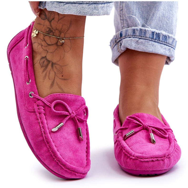 Mocassim feminino de camurça rosa Si Passione