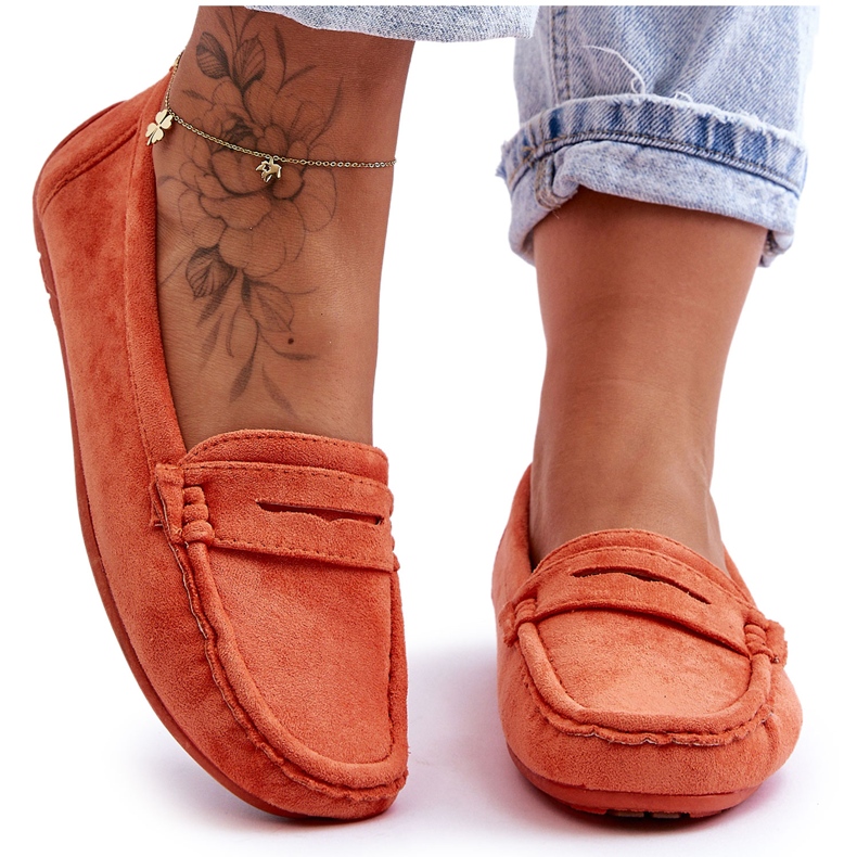 Mocassim de camurça feminino Lenvie laranja