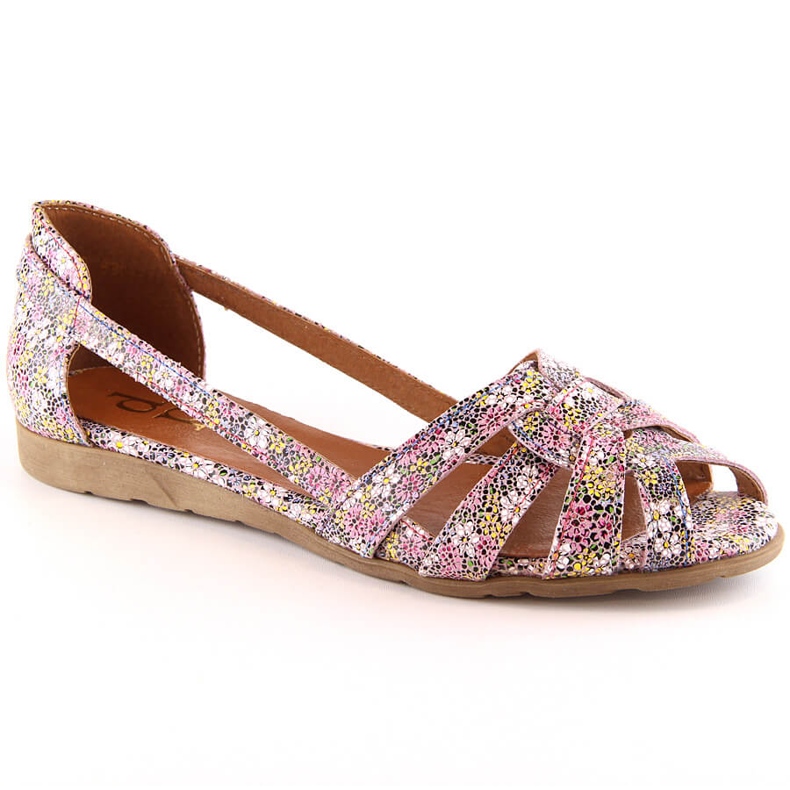Sandálias femininas de couro em couro multicolor Dolce Pietro FW195 multicolorido