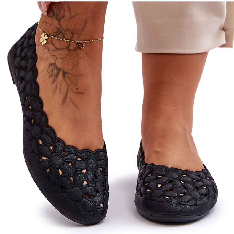 PE1 Bailarinas Femininas Openwork Black Visionary preto
