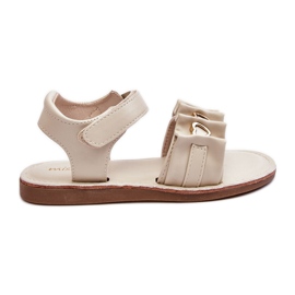 Sandália Infantil Com Velcro Corações Bege Havana