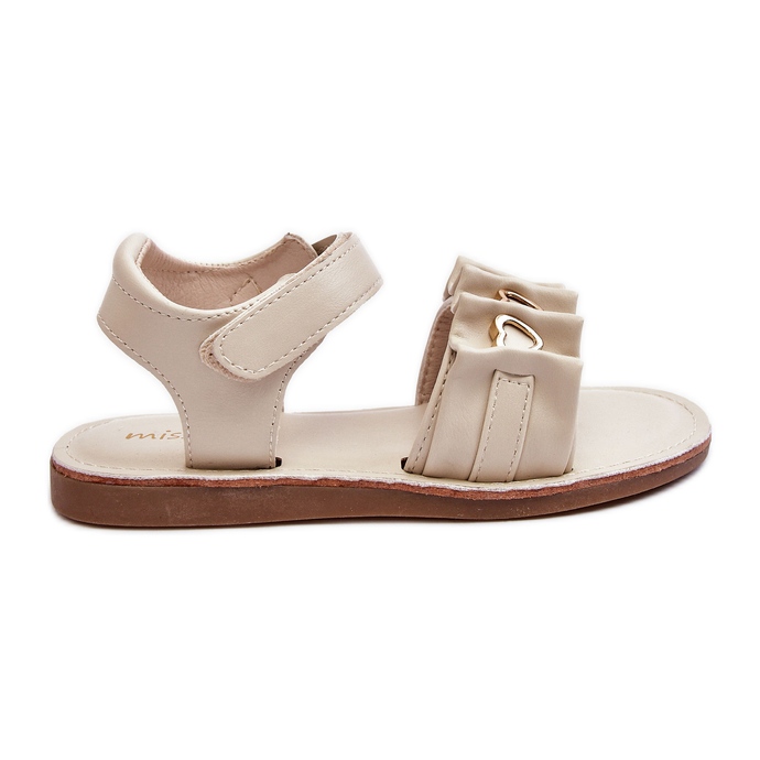 Sandália Infantil Com Velcro Corações Bege Havana