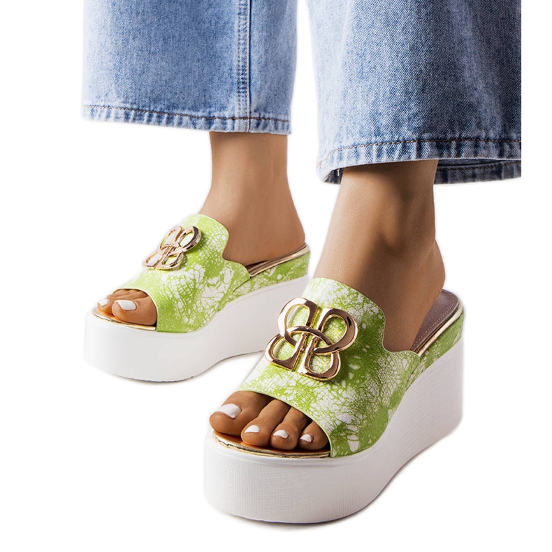 Sliders de cunha verde Havanna