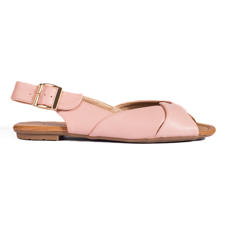 Sandália rasa rosa em imitação de couro, Vinceza