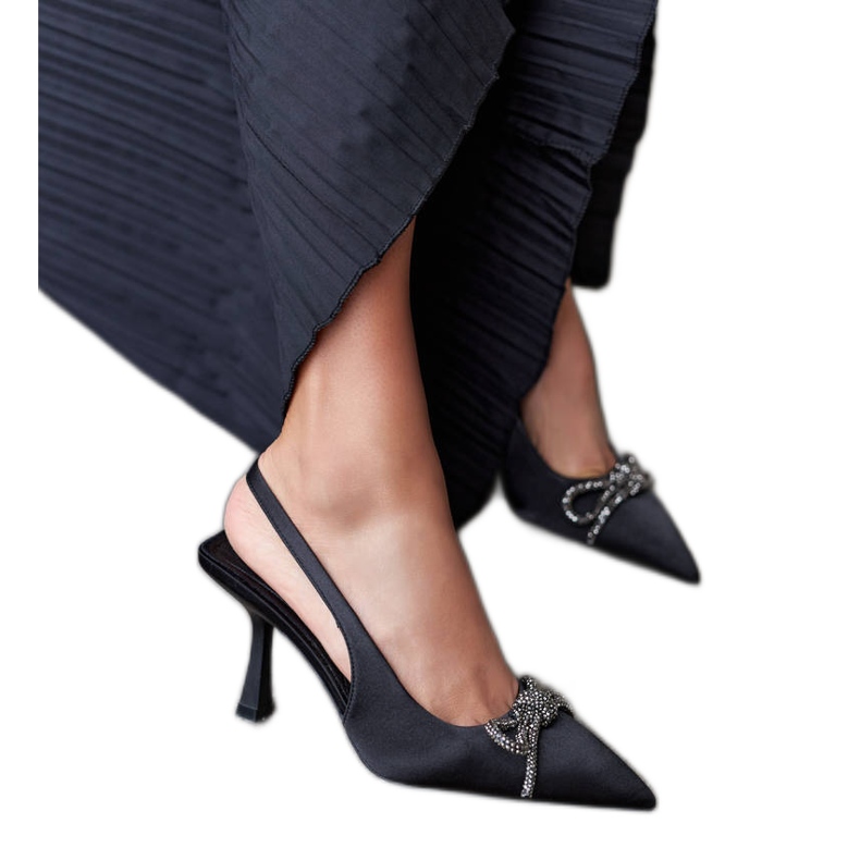 Sandália salto alto preto com laço Didier Sandália salto alto preto com laço Didier