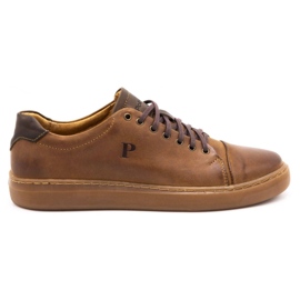 Polbut Sapatos de couro masculino 2109 camelo castanho