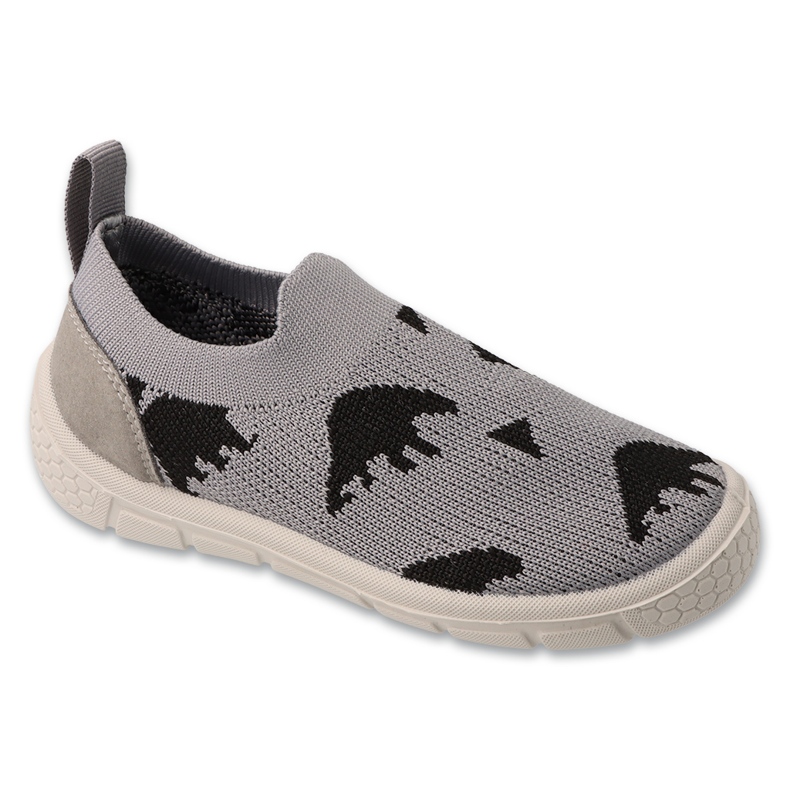 Chinelos infantis Befado, cinza 102X005, aplicação de urso preto