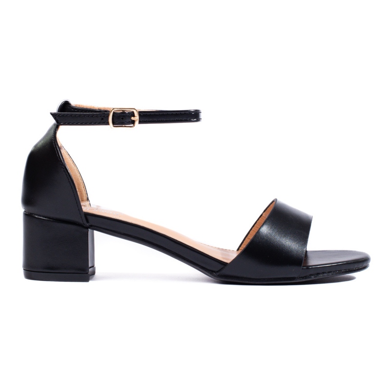 Sandálias clássicas e elegantes de mulher com salto baixo Shelovet preto