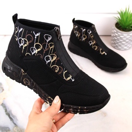 Botins para mulher ténis desportivos com fecho de correr preto Rieker M4953-00 Botins para mulher ténis desportivos com fecho de correr preto Rieker M4953-00