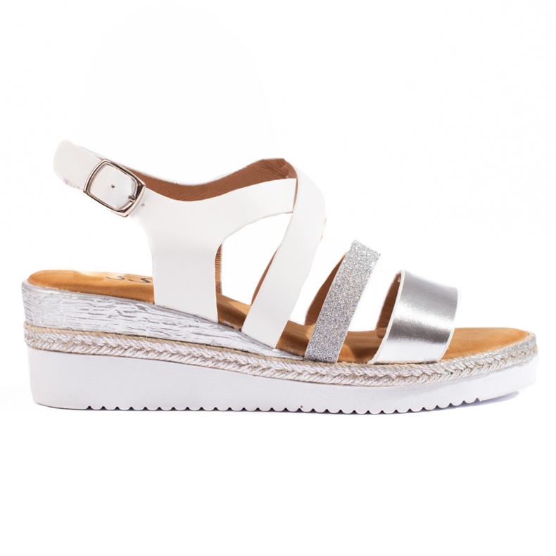 Sandálias de cunha Shelovet brancas de mulher branco