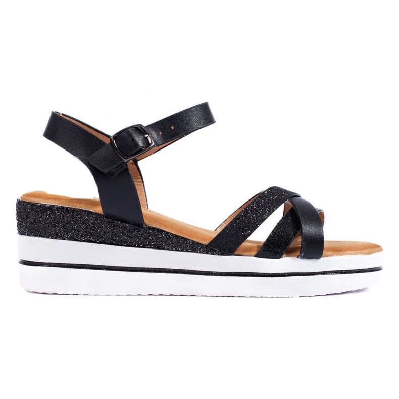 Sandálias de cunha Shelovet de mulher pretas preto