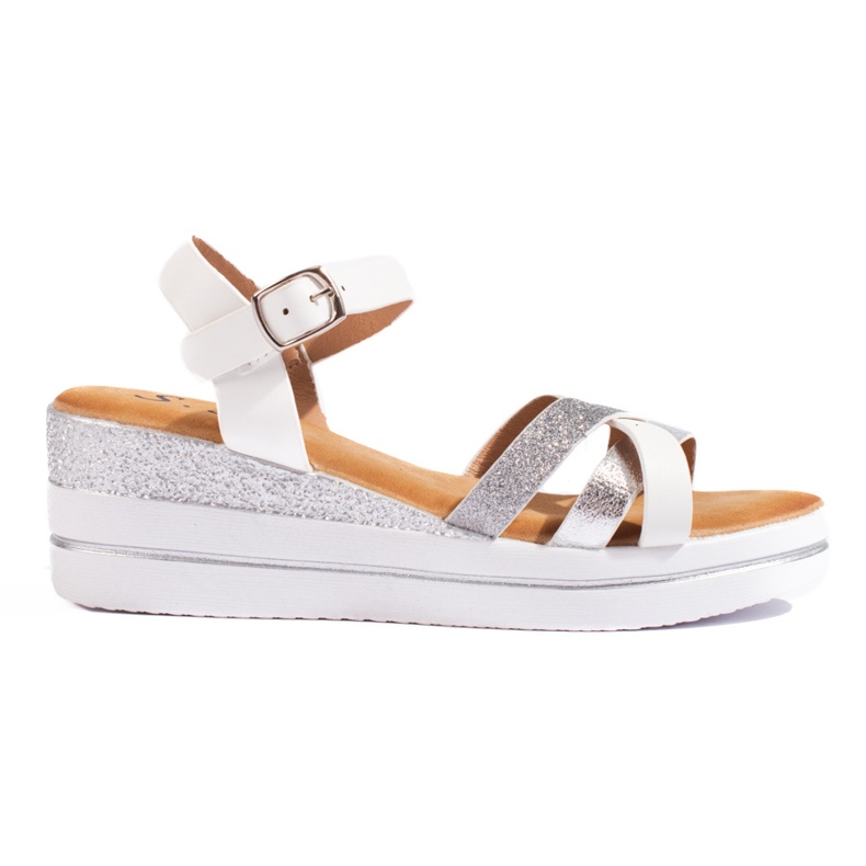 Sandálias de cunha Shelovet brancas de mulher branco