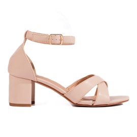 Sandálias Shelovet de mulher com tacão bege