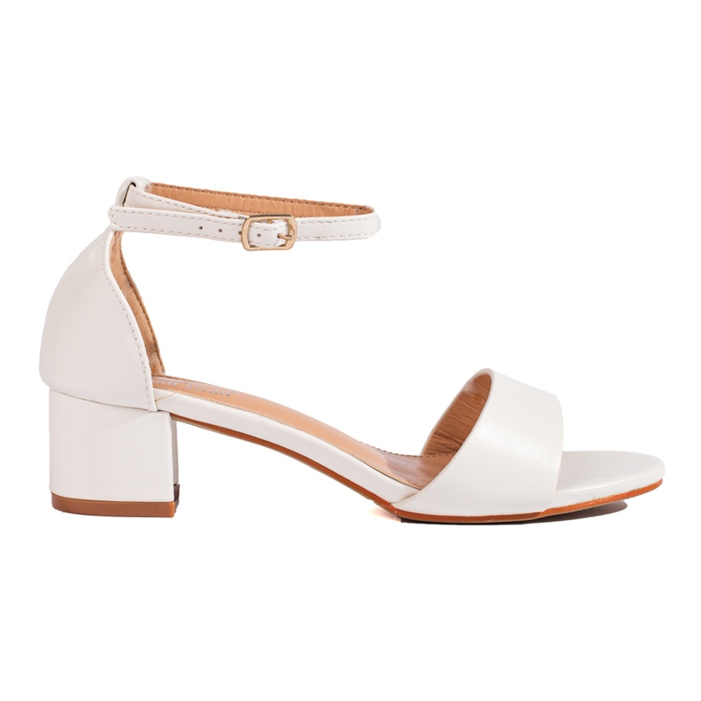 Sandálias clássicas e elegantes de mulher Shelovet de salto baixo branco