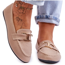Mocassins Slip-on Clássicos com Decoração, Bege Claro
