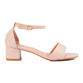 Sandálias clássicas e elegantes de mulher com salto baixo Shelovet bege