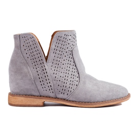 Botas de cunha de mulher com recortes Shelovet cinzento cinza Botas de cunha de mulher com recortes Shelovet cinzento cinza