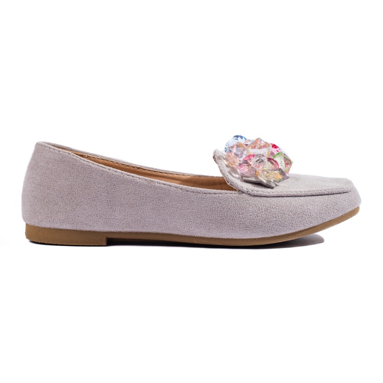 Mocassim de camurça cinza com cristais da Shelovet