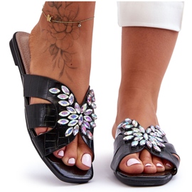 Chinelos Com Pedras Decorativas S.Barski 617-22 Preto