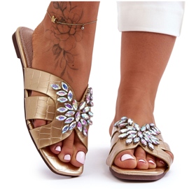 Chinelos Com Pedras Decorativas S.Barski 617-22 Dourado Chinelos Com Pedras Decorativas S.Barski 617-22 Dourado