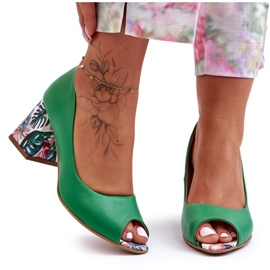 Lewski Shoes Sapatos de couro com salto decorativo Leski 2608/K verde