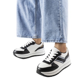 Tênis preto com apliques de glitter Lang branco