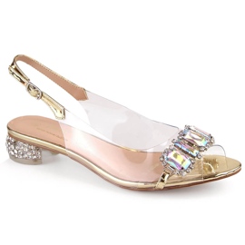 Sandália rasa dourada transparente com zircões S.Barski MR1037-11 dourado Sandália rasa dourada transparente com zircões S.Barski MR1037-11 dourado