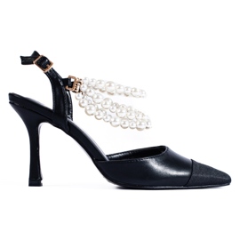 Scarpin preto em alfinete com pérolas Shelovet