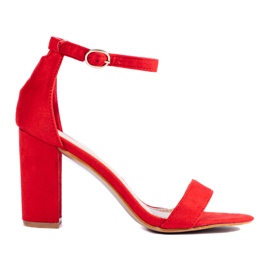 Sandália salto alto de camurça vermelha, Shelovet vermelho