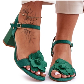 S. BARSKI Sandálias de Camurça com Flor S.Barski 04 Verde