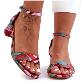 Sandálias de Salto Alto de Cetim Estampadas Rosa Mix Inspire Me! multicolorido