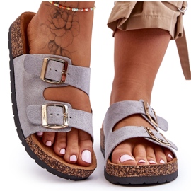 Sandália feminina sem cadarço cinza Cortina