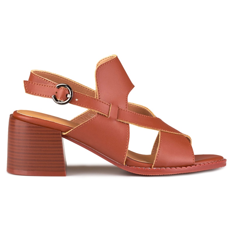 La.Fi Sandálias de salto alto em couro marrom castanho