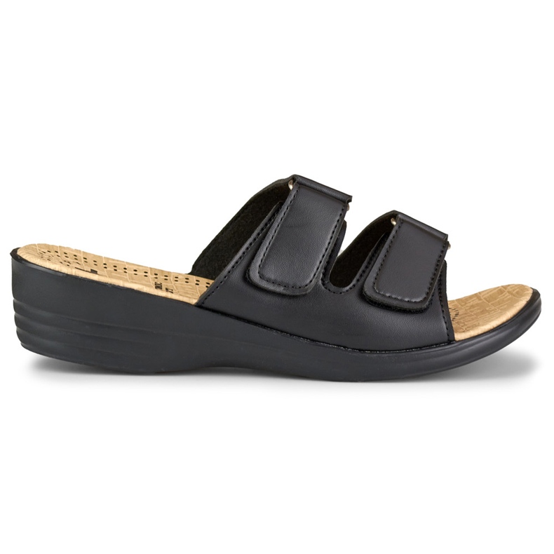 Chinelos de mulher confortáveis ​​com velcro preto