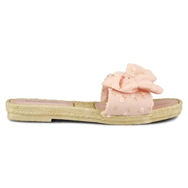 Chinelos rosa de mulher com laço