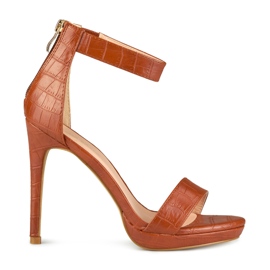 Sandálias femininas de salto alto caramelo marrom