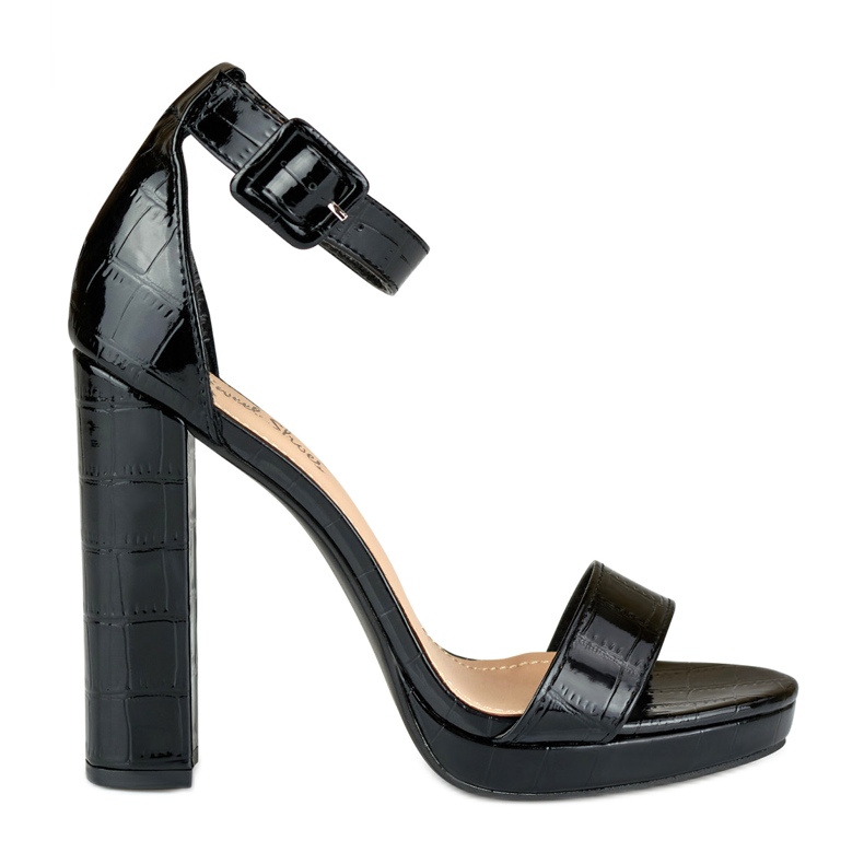 Sandália salto alto laqueado preto