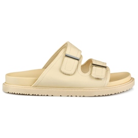 Chinelos de mulher bege com velcro