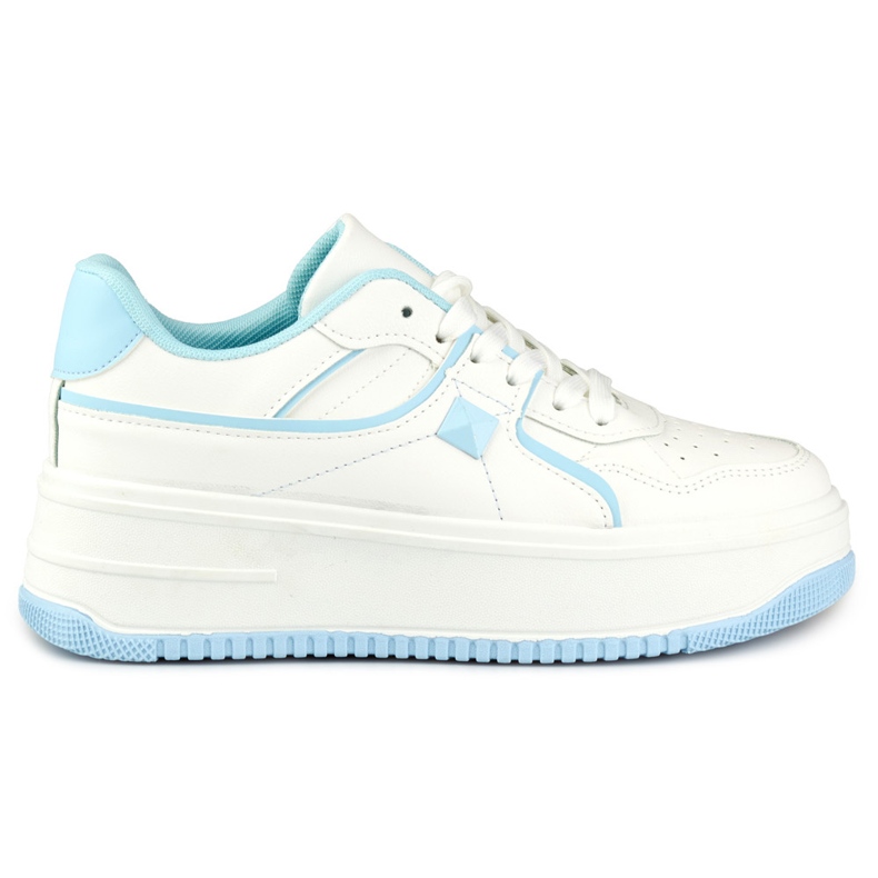 Sapatilhas brancas de mulher com acessórios azuis branco Sapatilhas brancas de mulher com acessórios azuis branco