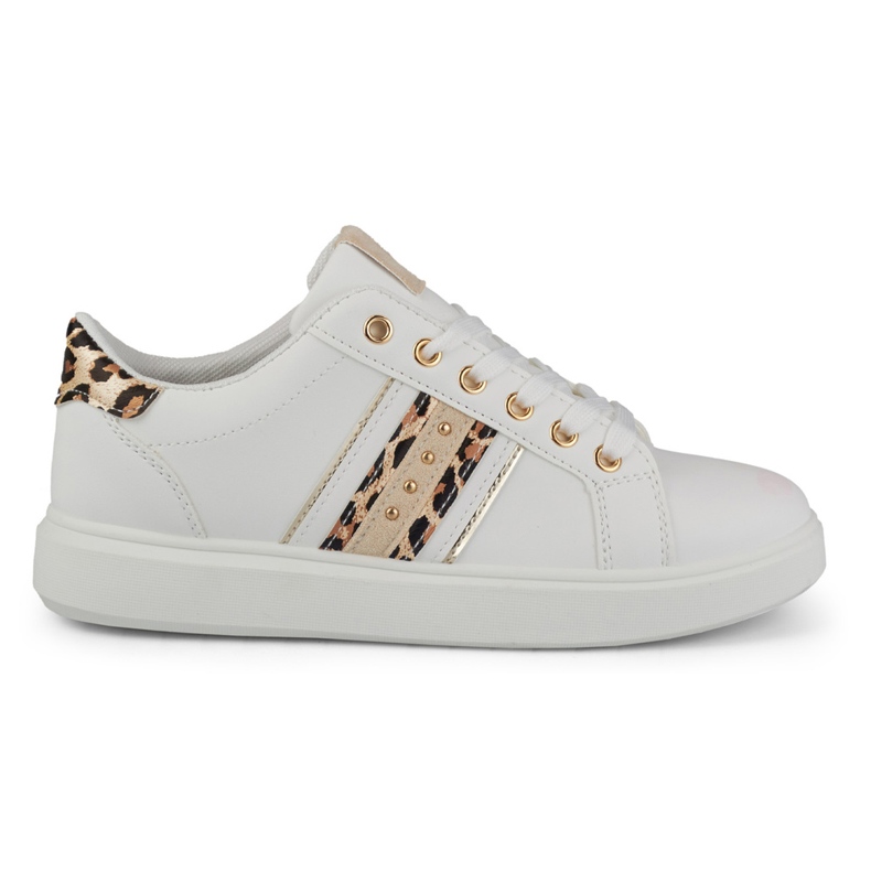 Sapatos desportivos de mulher branca com uma decoração delicada branco