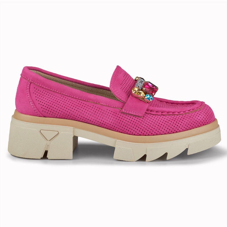 Mocassim rosa com pedras decorativas