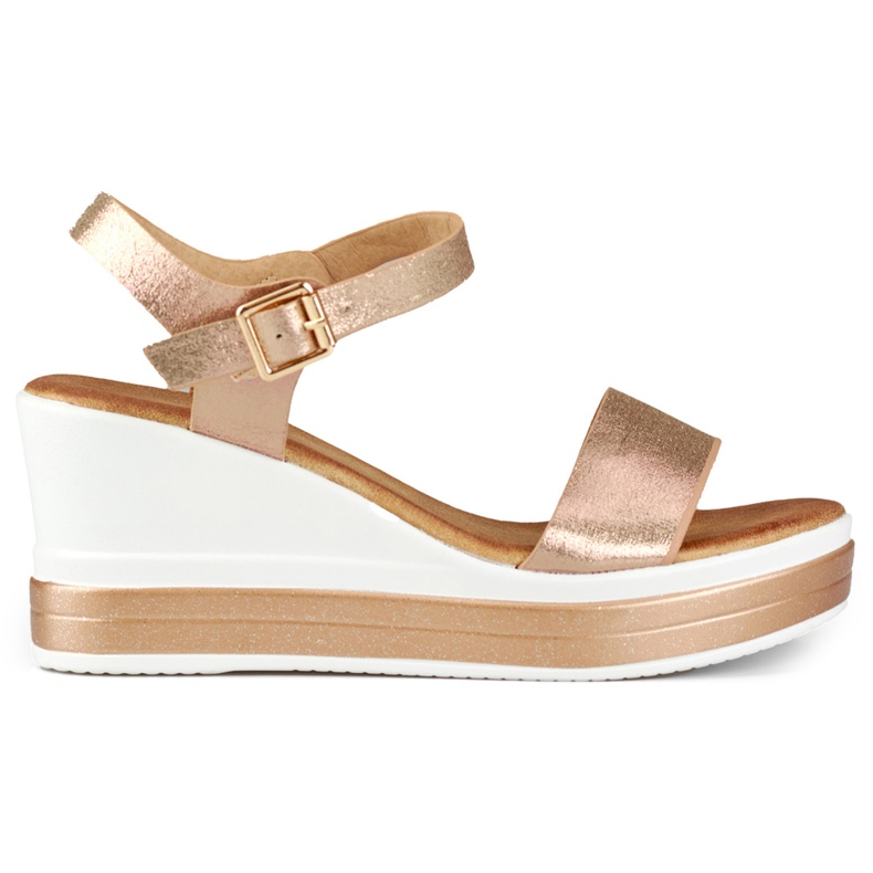 Sandálias de cunha femininas confortáveis dourado