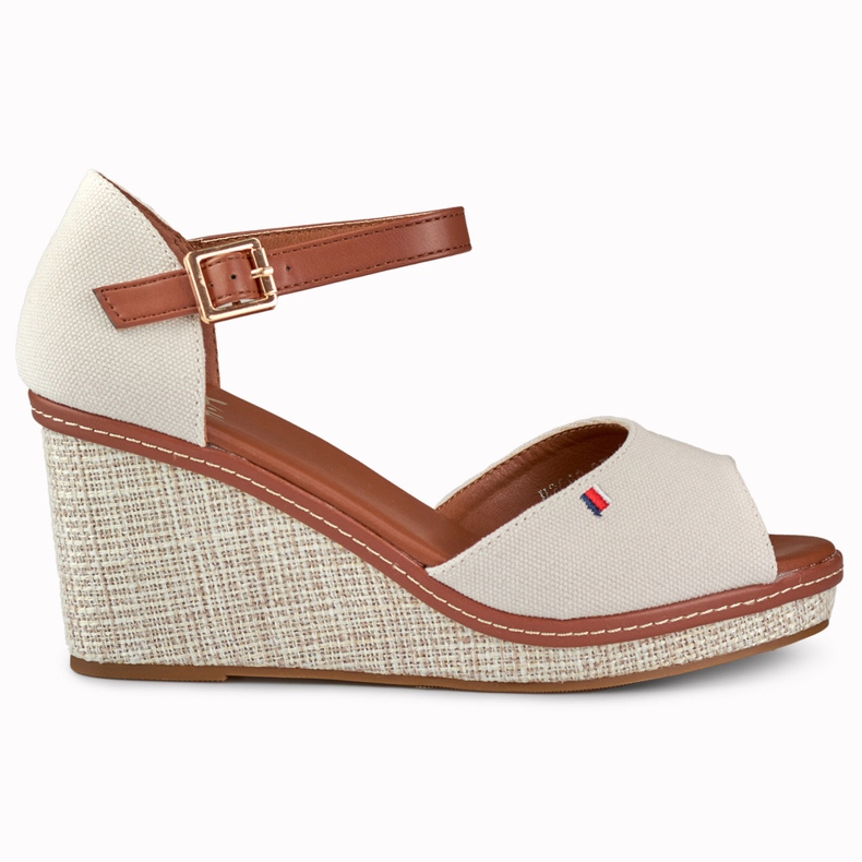 Sandálias de cunha de mulher bege Tomm