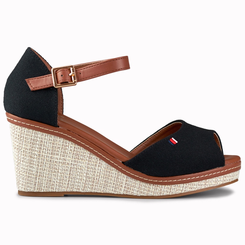 Sandálias de cunha de mulher pretas Tomm preto