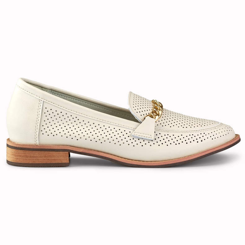 Sapatos femininos vazados em couro natural bege