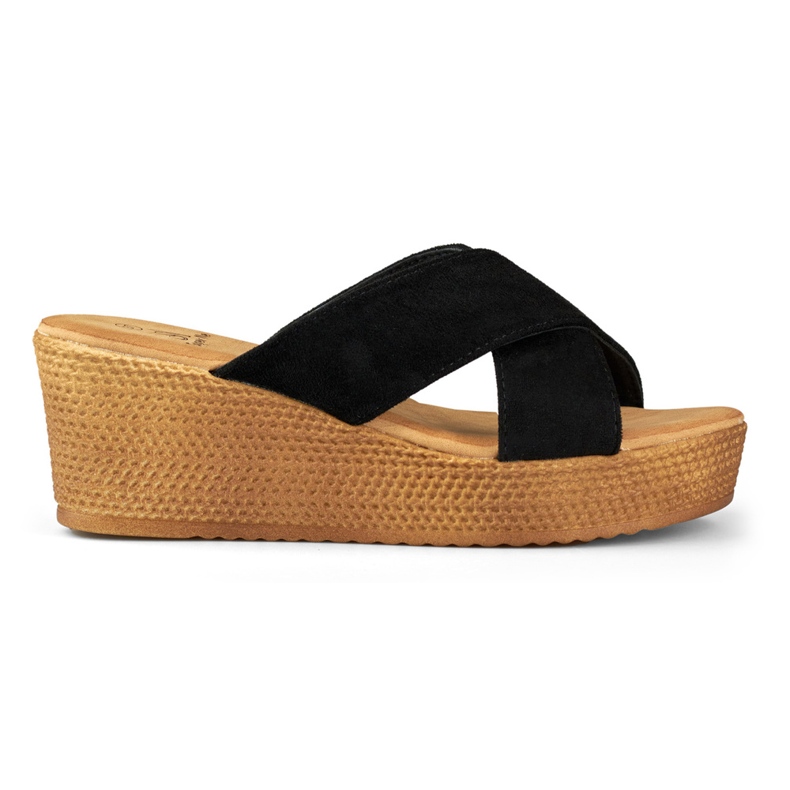 Chinelos de cunha pretos de mulher