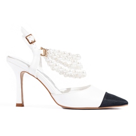 Sapatilha branca em alfinete com pérolas Shelovet branco